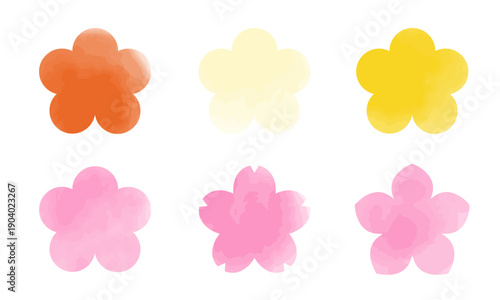 春が来た_うめ,もも,さくら｜梅,桃,桜,_日本の春の花,水彩