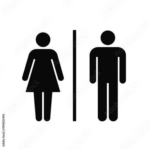 Simple black and white restroom sign depicting male and female figures
