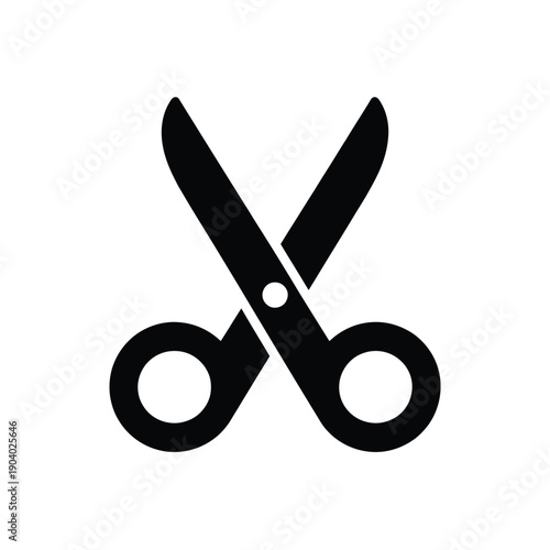Simple black silhouette illustration of a pair of open scissors