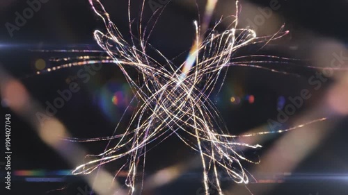 Abstract glowing lines forming light tunnel in dark space