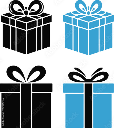 gift present box icons ribbon bow vector icon pack