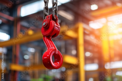 Industrial Chain Hoist Hook Secured for Lifting Cycle in Manufacturing Environment
