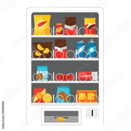 Vending Machine Stocked with Snacks and Drinks