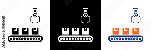 Conveyor Icon Set Glyph Vector Illustration