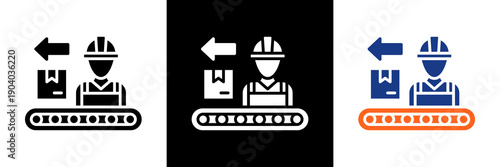 Assembly Line Icon Set Glyph Vector Illustration