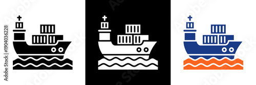 Ship Cargo Icon Set Glyph Vector Illustration