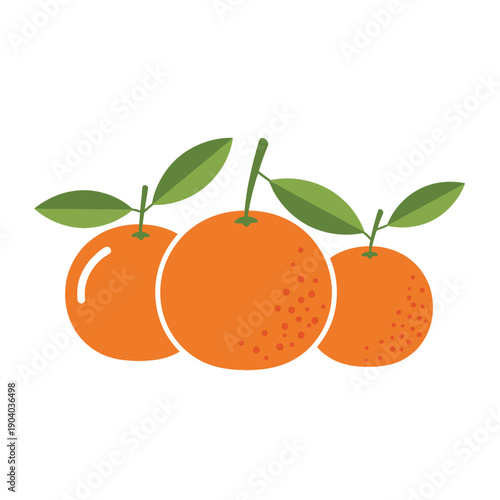 A vibrant illustration of three ripe oranges with green leaves, showcasing their fresh and healthy citrus appeal