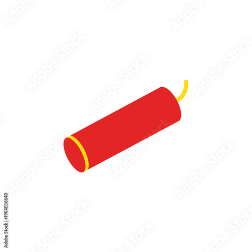 A red dynamite stick with a yellow fuse, representing a small explosive device ready to detonate