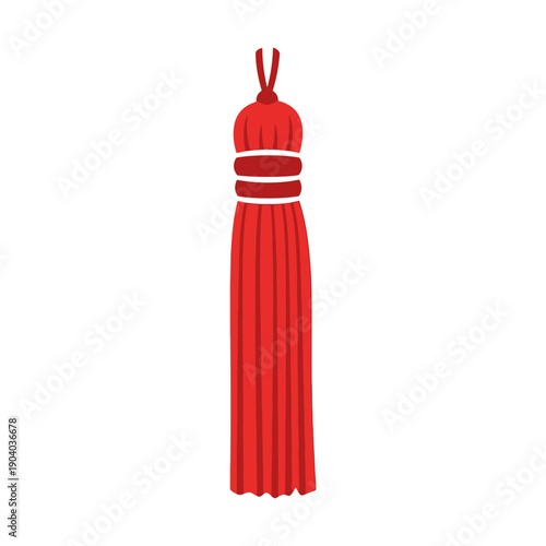 Vibrant red decorative tassel with elegant knot design, perfect for graduation caps, festive ornaments, and ceremonial accents, adding a touch of traditional flair