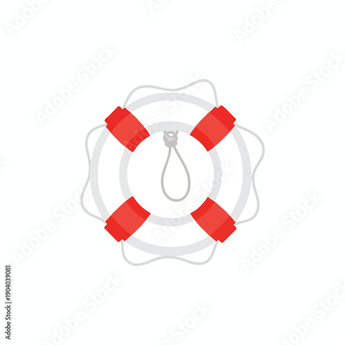 Red Life Preserver on White Background