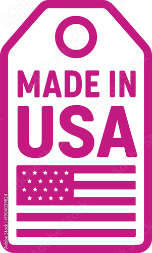 A bold label showcasing the iconic made in usa tag with american flag isolated on white background, illustration