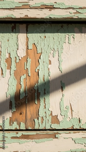 Weathered Wooden Surface With Peeling Paint Texture Background