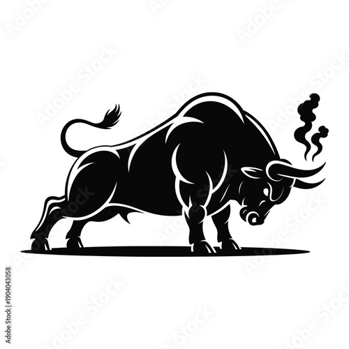 Bull Strength Power Aggression Silhouette Animal Force Symbol Energy Logo