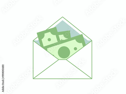 Money in an open envelope cash payment concept.