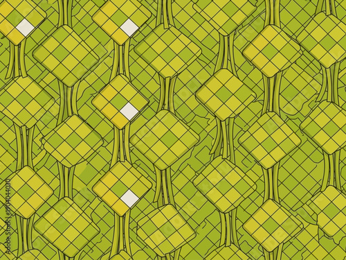 Traditional Indonesian Ketupat Rice Cakes for Eid al-Fitr Celebration.