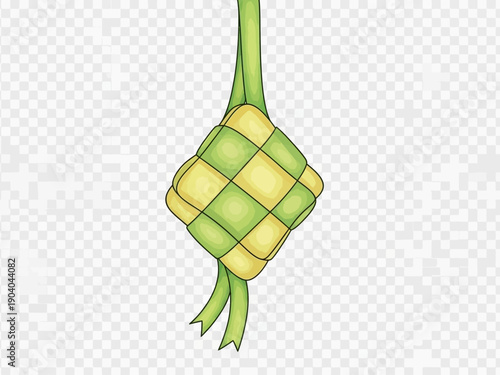 Traditional Ketupat Rice Cake Hanging for Eid al-Fitr Celebration.