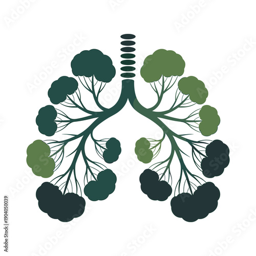 Human Lungs Tree Concept Green Nature Environmental Health Vector Illustration