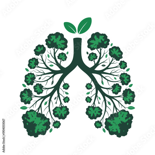 Green Lungs Tree Roots Environmental Health Nature Vector Illustration