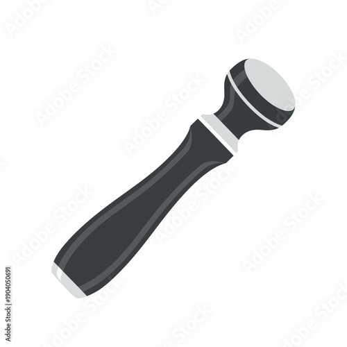 Black handheld electric facial cleansing brush, isolated on white background