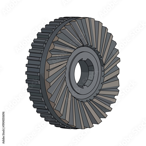 Bevel Gear Wheel Isolated on White Background