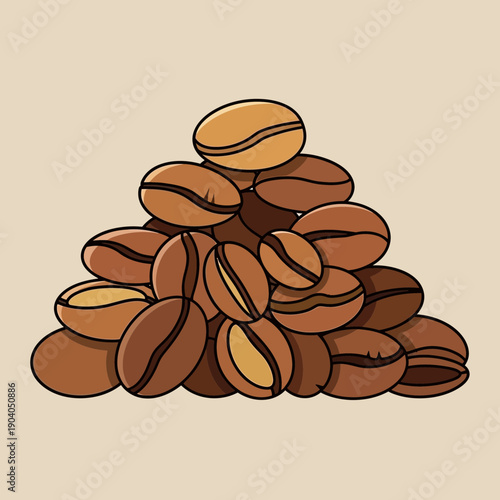 Pile of roasted coffee beans illustration