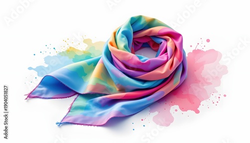Watercolor object: single scarf folded neatly, gentle wash, isolated on white background