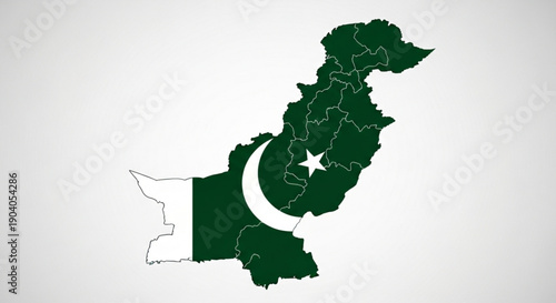 Pakistan map with flag colors and provincial boundaries