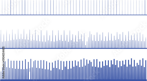 Three Blue Bar Graphs Showing Varying Frequencies and Amplitudes
