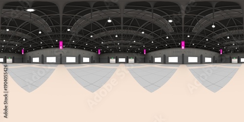 Fotografi Panorama 360 degrees of Interior empty exhibition hall.