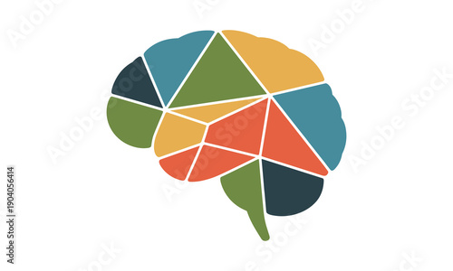 Human Brain Abstract Colorful Geometry Psychology Creativity Vector