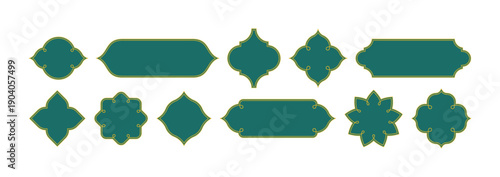 Islam Frame Shape Design. Ramadan Vintage Pattern. Elegant Muslim Architectural Vector Elements with Golden Accents for Festive Celebrations.