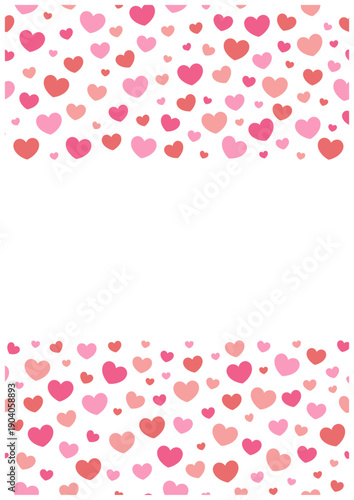 カラフルなハートのフレーム（上下配置）｜バレンタイン向け装飾ベクター