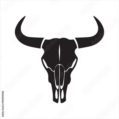 Bull Skull Silhouette Vector Icon – Western Ranch Symbol Illustration