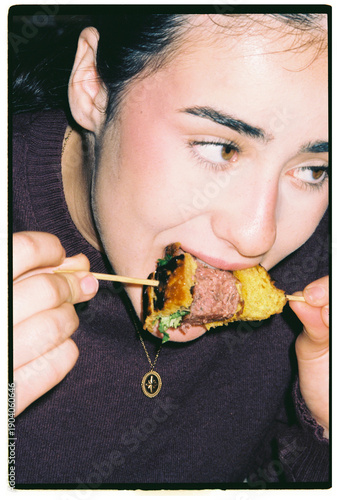 Teen girl eating