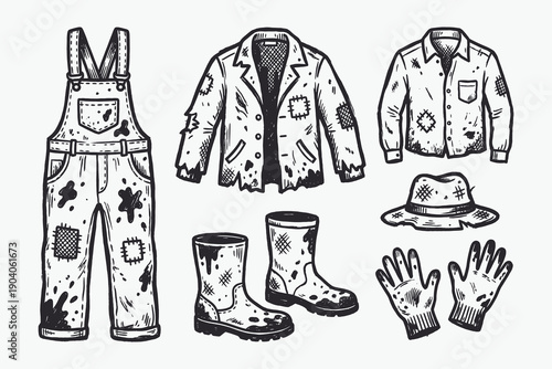 Vintage Hand Drawn Cocktail Collection: Set of Six Iconic Alcoholic Beverage Illustrations