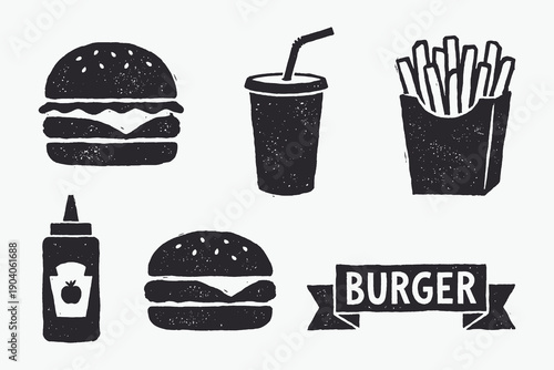 Vintage Hand Drawn Cocktail Collection: Set of Six Iconic Alcoholic Beverage Illustrations