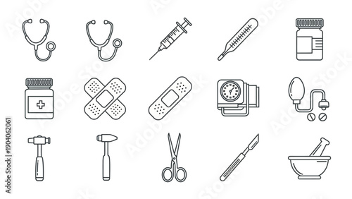 Collection of medical and healthcare icons