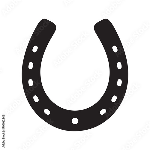 Horseshoe Silhouette Vector Icon – Western Luck Symbol Illustration
