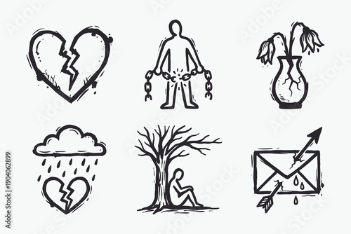 Vintage Hand Drawn Cocktail Collection: Set of Six Iconic Alcoholic Beverage Illustrations