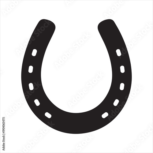 Horseshoe Silhouette Vector Icon – Western Luck Symbol Illustration
