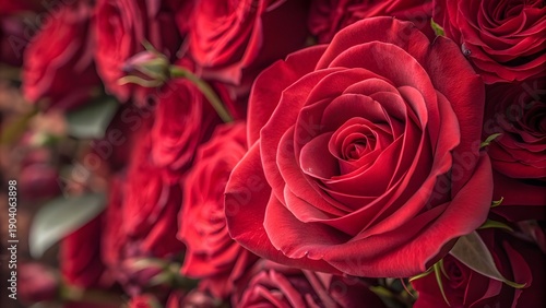 Macro Close-Up of Red Rose Petals with Velvety Texture