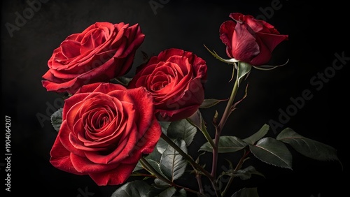 Macro Close-Up of Red Rose Petals with Velvety Texture