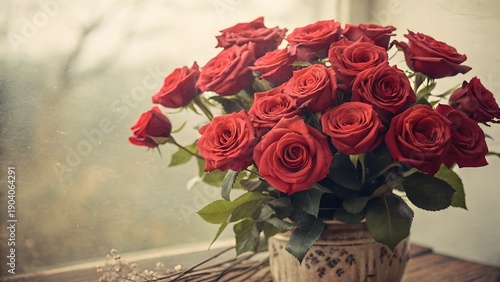 Vintage Red Roses in Bloom – Romantic Floral Garden with Soft Light