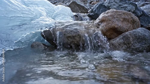Wallpaper Mural Sub-Glacial Meltwater Channel Eye-level perspective, emphasizing water flow over small rocks and ice Torontodigital.ca
