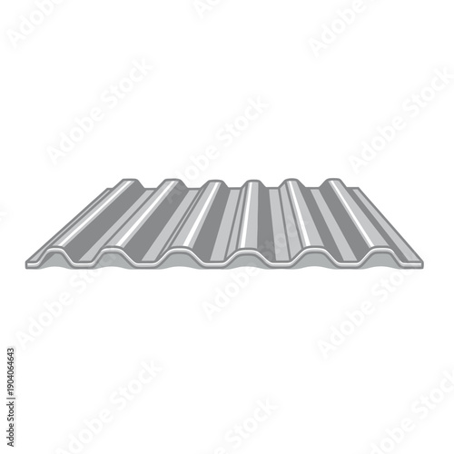 Vector Illustration of a Corrugated Metal Sheet Panel for Roofing or Siding, Isolated Building Material Icon