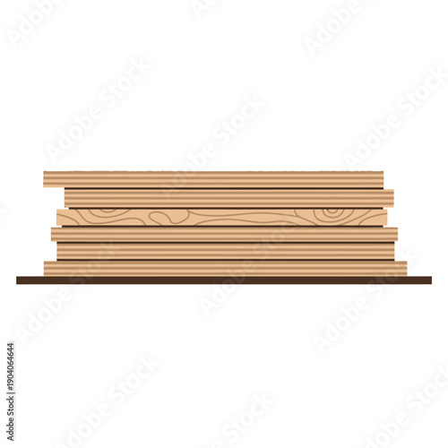 Stacked Wood Planks and Lumber Boards Illustration. Isolated Carpentry and Construction Material Vector Icon.