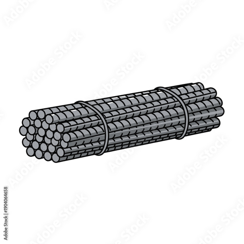Bundle of Rebar Steel Bars Icon. Construction Material Supplies Vector Illustration.