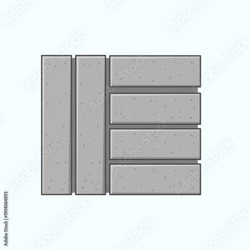 Simple Vector Paver Blocks Layout Illustration. Gray Construction Material Icon for Flooring or Patio Design.