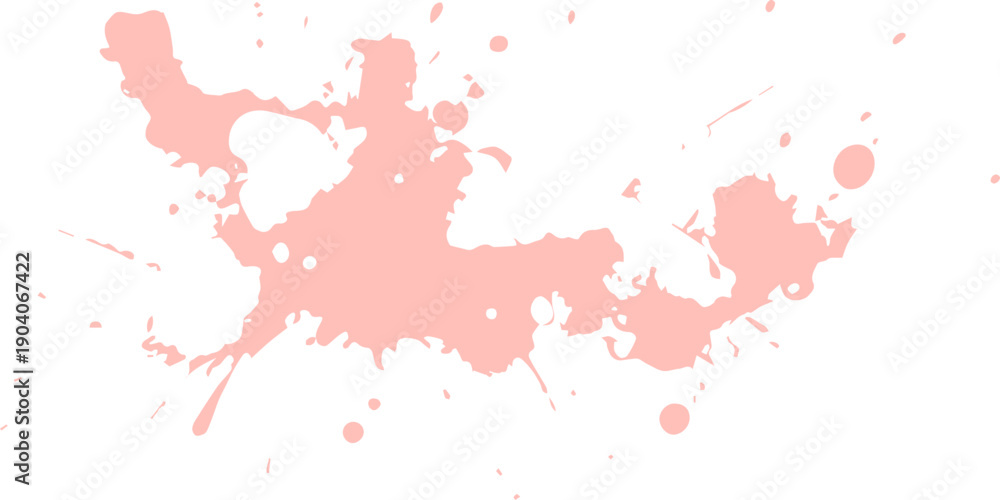 Fototapeta premium Vector illustration of a red paint splash design featuring a grunge watercolor map silhouette of the world with artistic ink splatters and blood color texture