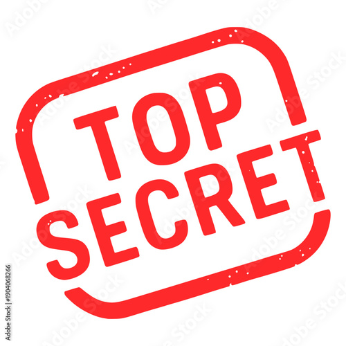 top secret red rubber stamp file document work flat color vector illustration template design